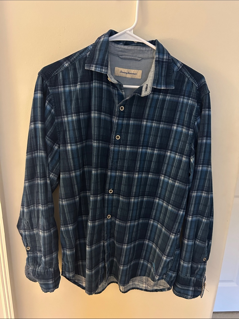 Tommy Bahama corduroy Navy and Light Blue Plaid Button-Down Shirt